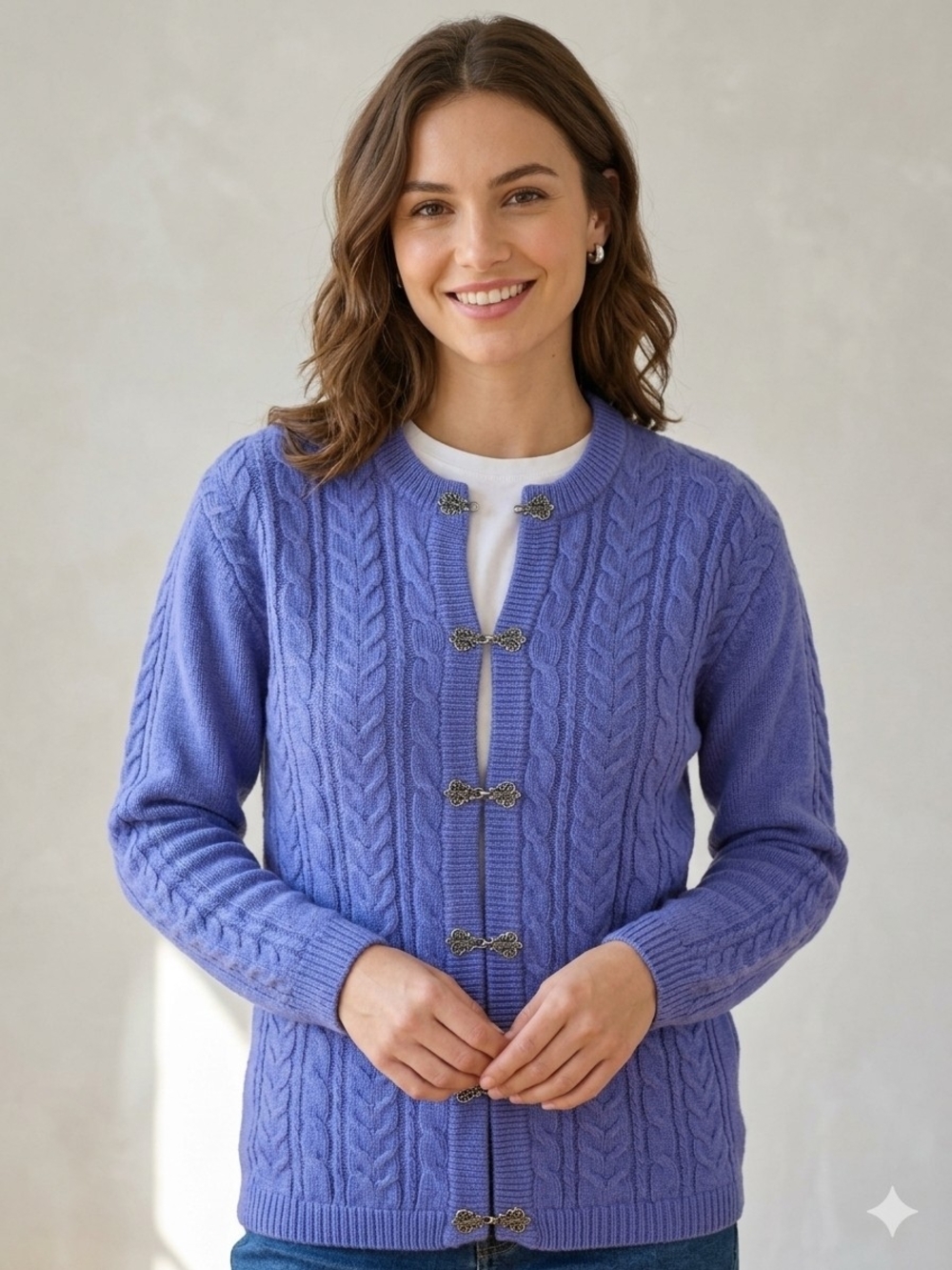 Twik Vintage 90s Pure Wool Cable-Knit Cardigan Nordic Cozy Grandpa Gorpcore S